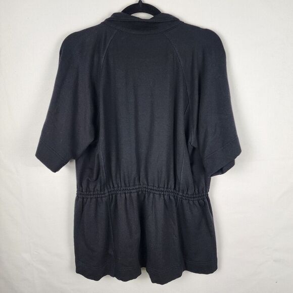 Athleta Allyson Felix Zip Cinch Waist Pullover Sweatshirt Top Fleece Black Med - Picture 3 of 8